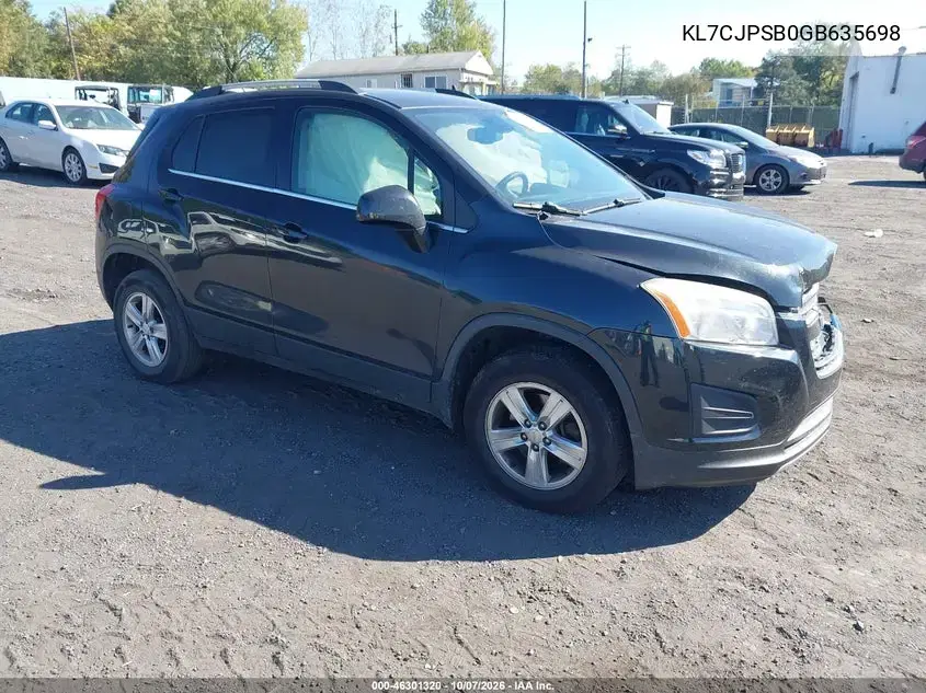 2016 Chevrolet Trax Lt VIN KL7CJPSB0GB635698 фото 2