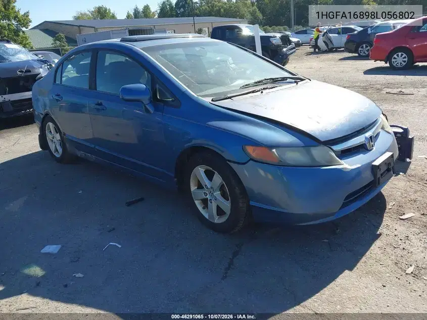 2008 Honda Civic Ex VIN 1HGFA16898L056802 фото 2