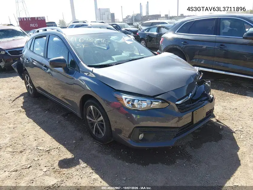 4S3GTAV63L3711896 — 2020 Subaru Impreza, Спереди / Сзади, фото до ремонта