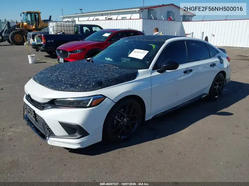 2022 Honda Civic Sport VIN 2HGFE2F56NH500016 фото 3
