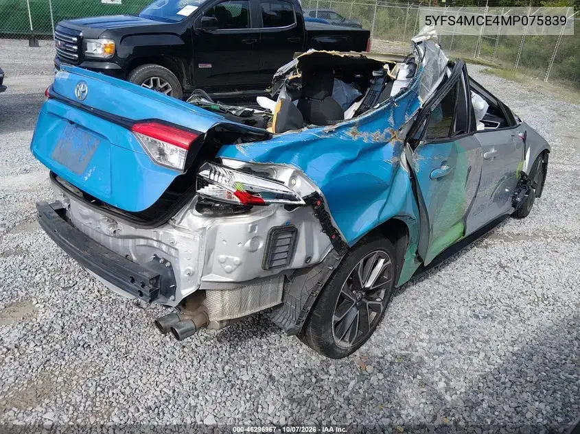 2021 Toyota Corolla Se VIN 5YFS4MCE4MP075839 фото 4