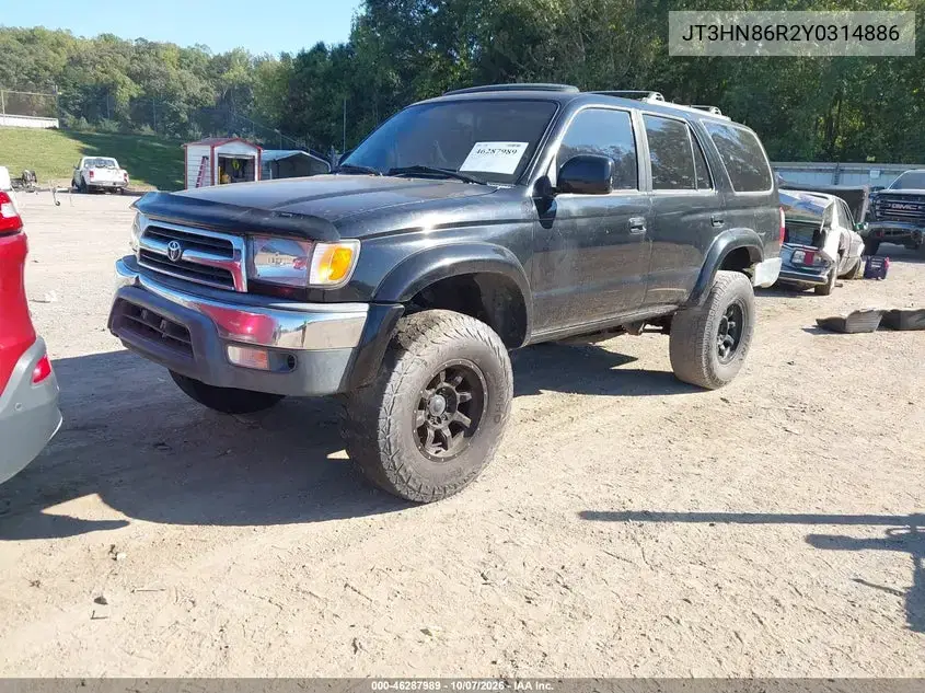 2000 Toyota 4Runner Sr5 V6 VIN JT3HN86R2Y0314886 фото 2