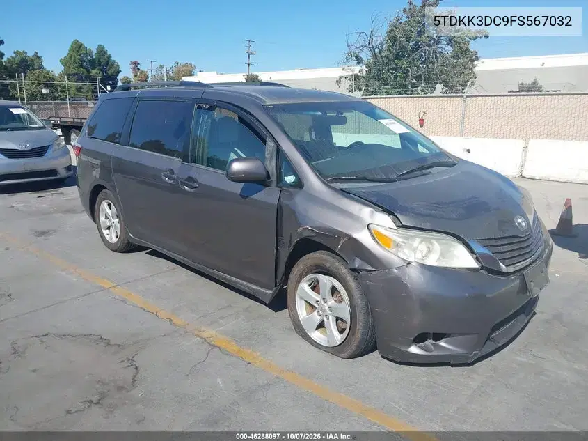 5TDKK3DC9FS567032 — 2015 Toyota Sienna, Естественный износ, фото до ремонта