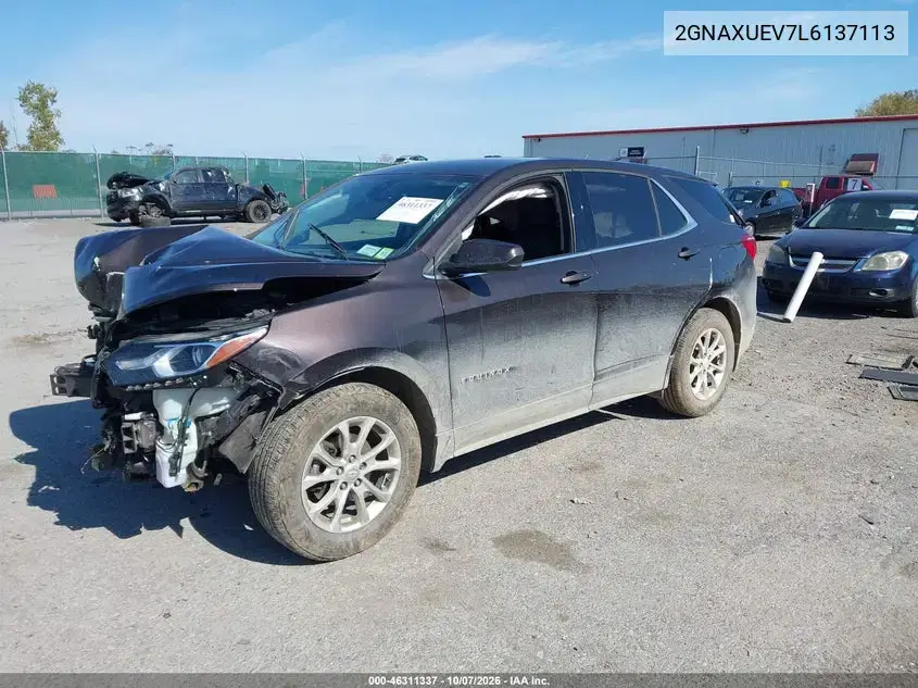 2020 Chevrolet Equinox Awd Lt 1.5L Turbo VIN 2GNAXUEV7L6137113 фото 2