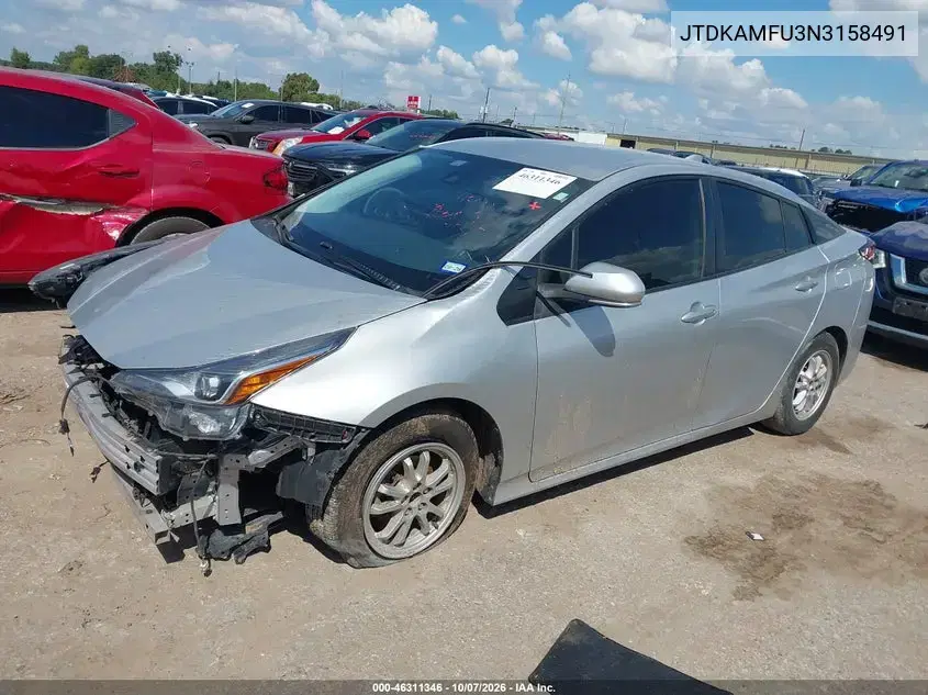 2022 Toyota Prius Le VIN JTDKAMFU3N3158491 фото 2