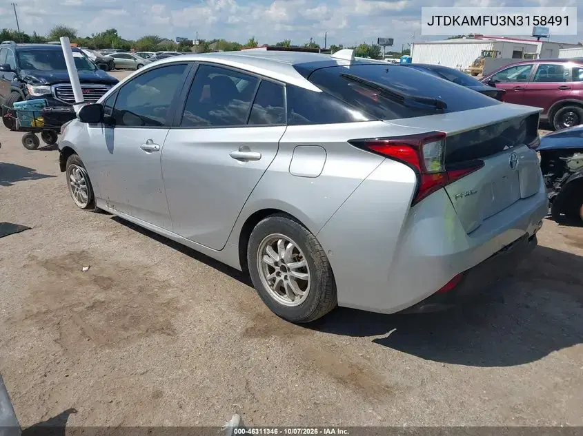 2022 Toyota Prius Le VIN JTDKAMFU3N3158491 фото 3