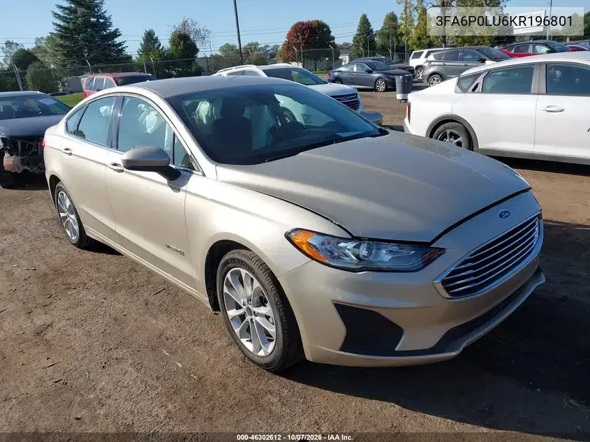 3FA6P0LU6KR196801 — 2019 Ford Fusion, Неизвестные повреждения, фото до ремонта