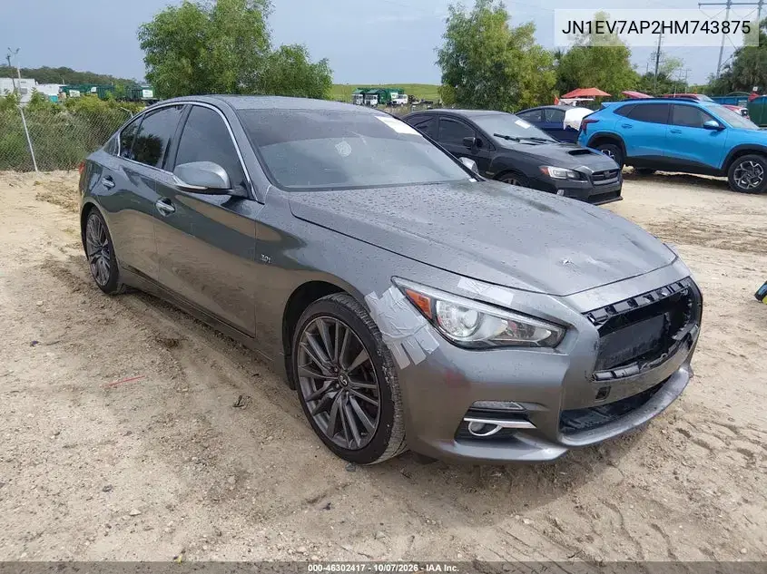 JN1EV7AP2HM743875 — 2017 Infiniti Q50, передняя часть, фото до ремонта