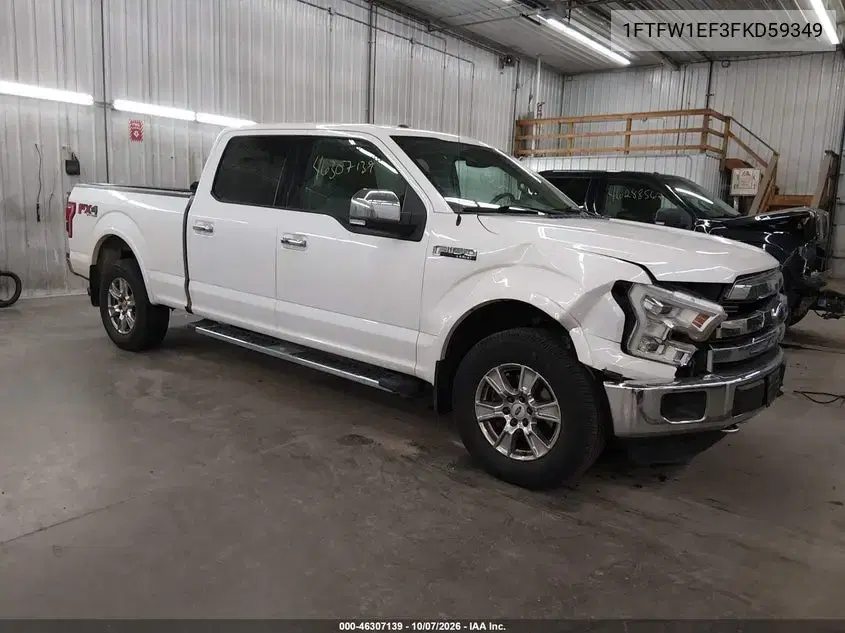 1FTFW1EF3FKD59349 — 2015 Ford F-150, Спереди справа, фото до ремонта