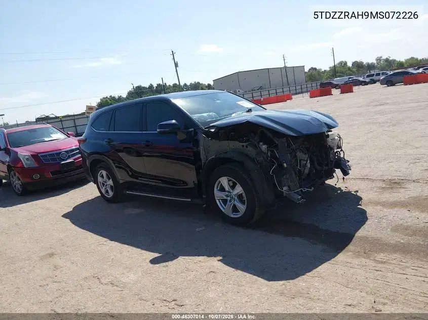 5TDZZRAH9MS072226 — 2021 Toyota Highlander, передняя часть, фото до ремонта