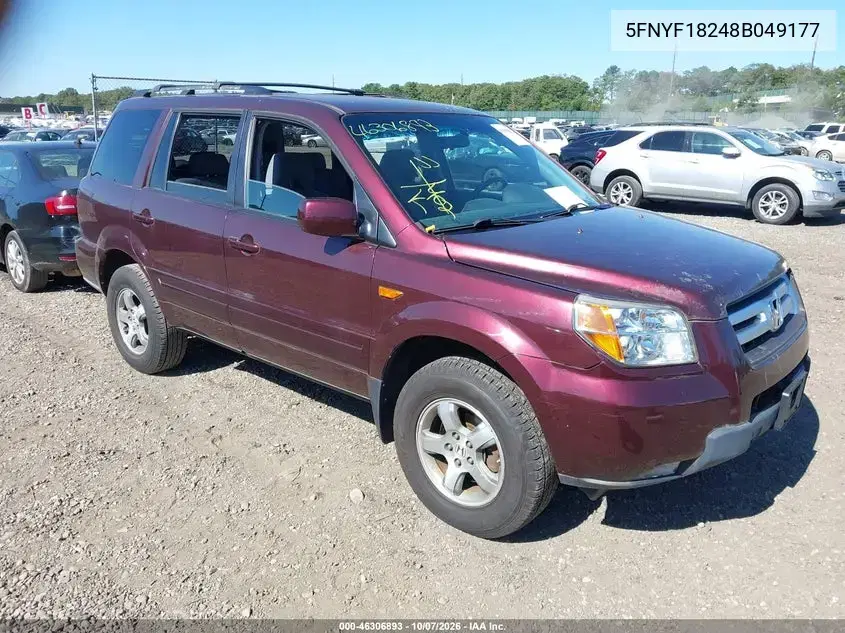 5FNYF18248B049177 — 2008 Honda Pilot, Спереди / Сзади, фото до ремонта