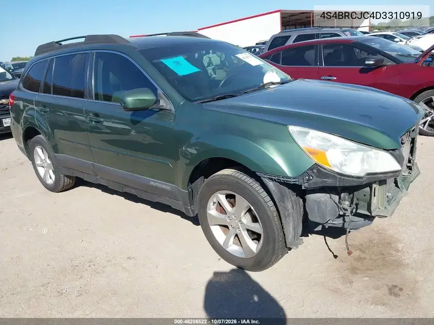 4S4BRCJC4D3310919 — 2013 Subaru Outback, передняя часть, фото до ремонта