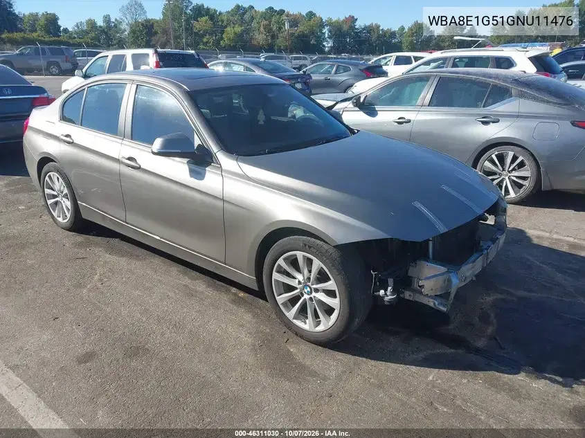 WBA8E1G51GNU11476 — 2016 BMW 3ER, передняя часть, фото до ремонта