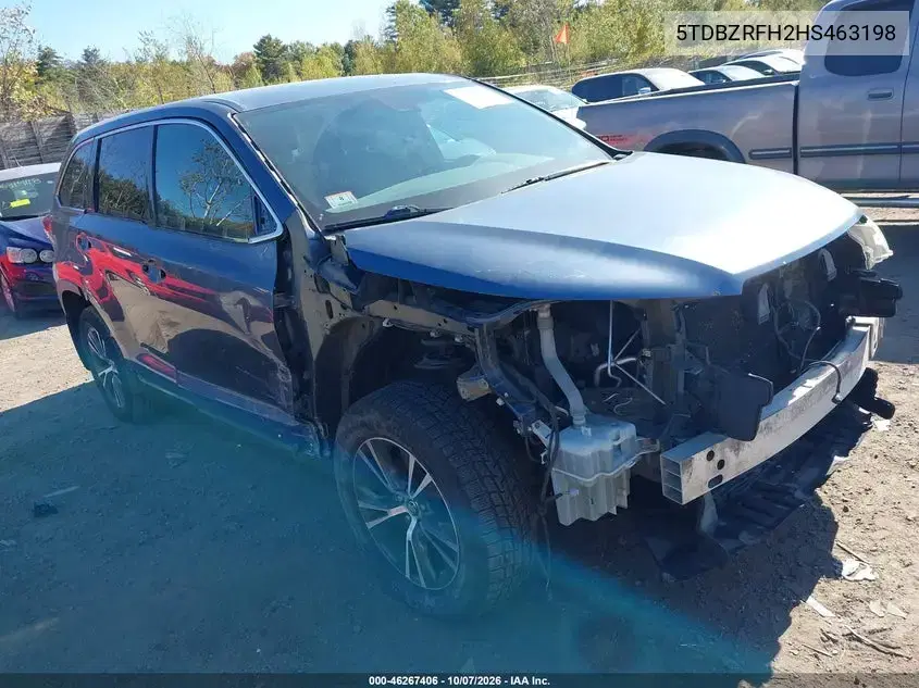 5TDBZRFH2HS463198 — 2017 Toyota Highlander, передняя часть, фото до ремонта