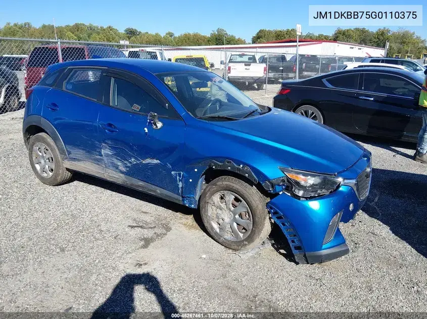 JM1DKBB75G0110375 — 2016 Mazda CX-3, Передняя часть, фото до ремонта