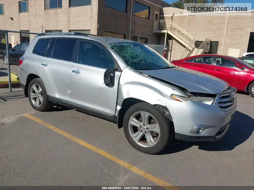 5TDDK3EH7CS174368 — 2012 Toyota Highlander, передняя часть, фото до ремонта