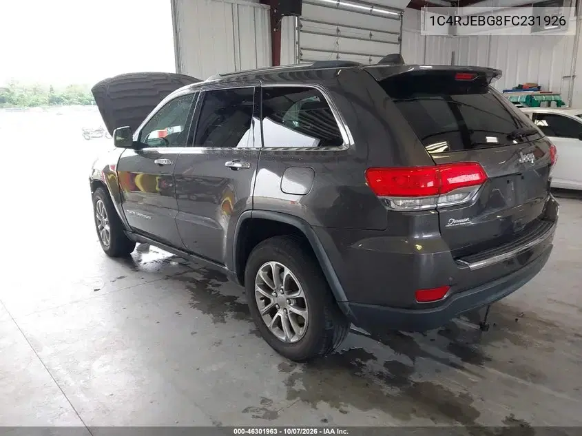 2015 Jeep Grand Cherokee Limited VIN 1C4RJEBG8FC231926 фото 3