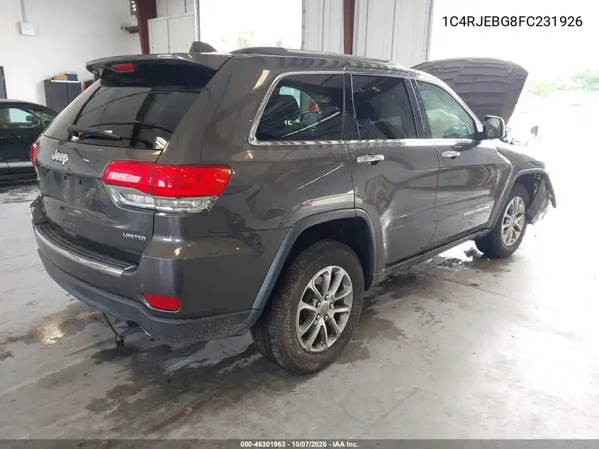 2015 Jeep Grand Cherokee Limited VIN 1C4RJEBG8FC231926 фото 4