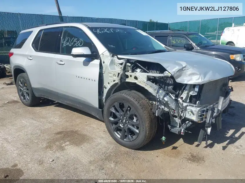 1GNEVJKW2LJ127806 — 2020 Chevrolet Traverse, Спереди справа, фото до ремонта