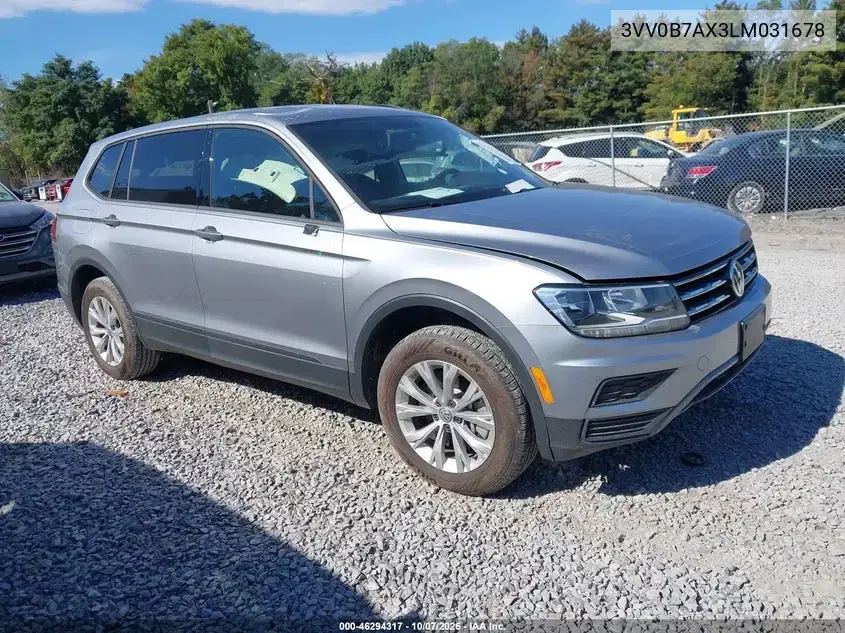 2020 Volkswagen Tiguan 2.0T S VIN 3VV0B7AX3LM031678 фото 2