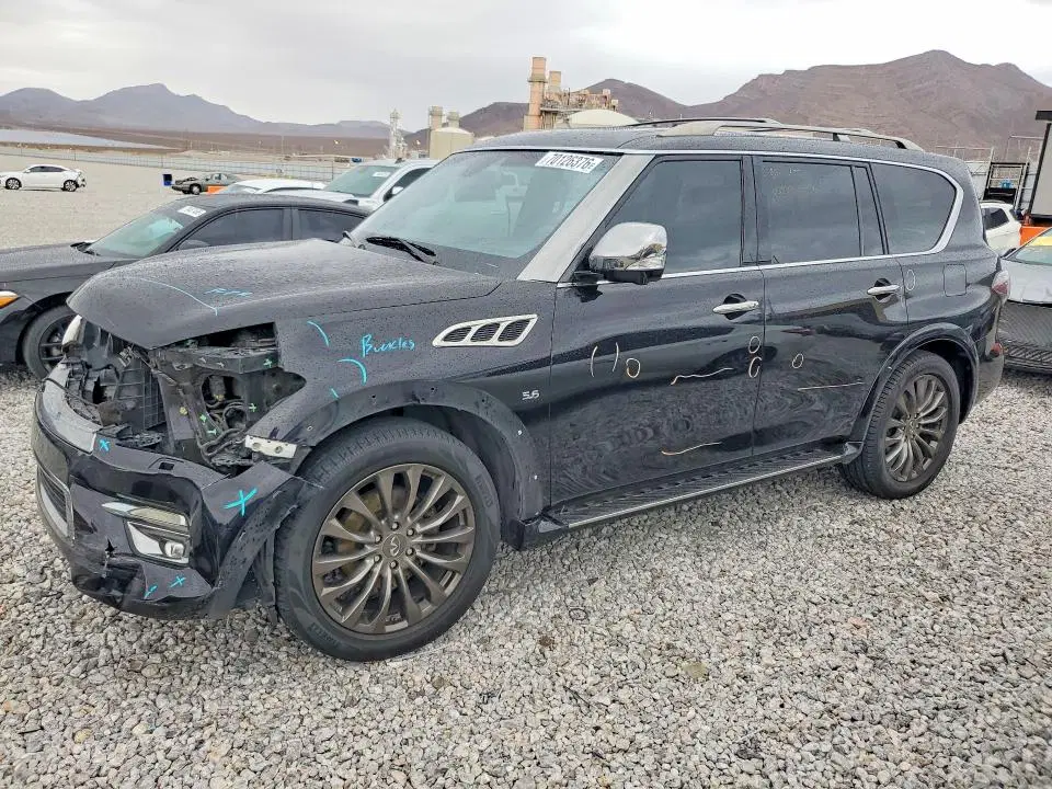 JN8AZ2NE4F9083953 — 2015 Infiniti QX80, Передняя часть, фото до ремонта