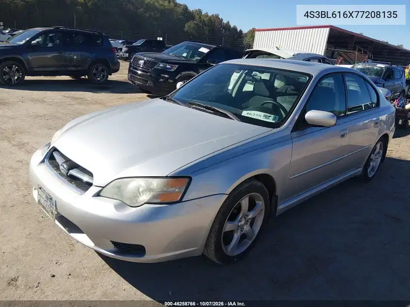 2007 Subaru Legacy 2.5I VIN 4S3BL616X77208135 фото 3