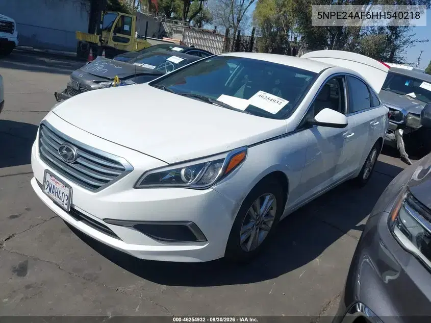 2017 Hyundai Sonata Se VIN 5NPE24AF6HH540218 фото 3