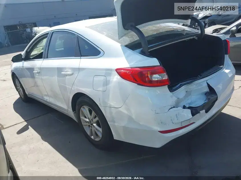 2017 Hyundai Sonata Se VIN 5NPE24AF6HH540218 фото 4