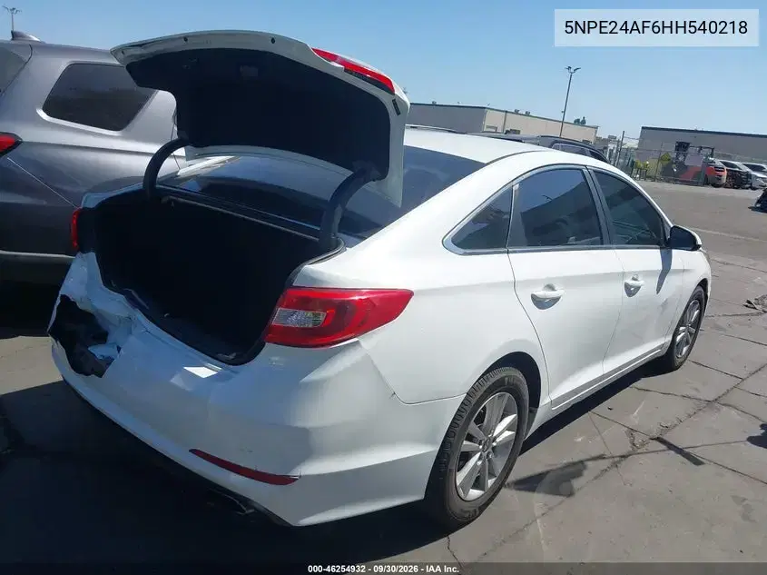 2017 Hyundai Sonata Se VIN 5NPE24AF6HH540218 фото 5
