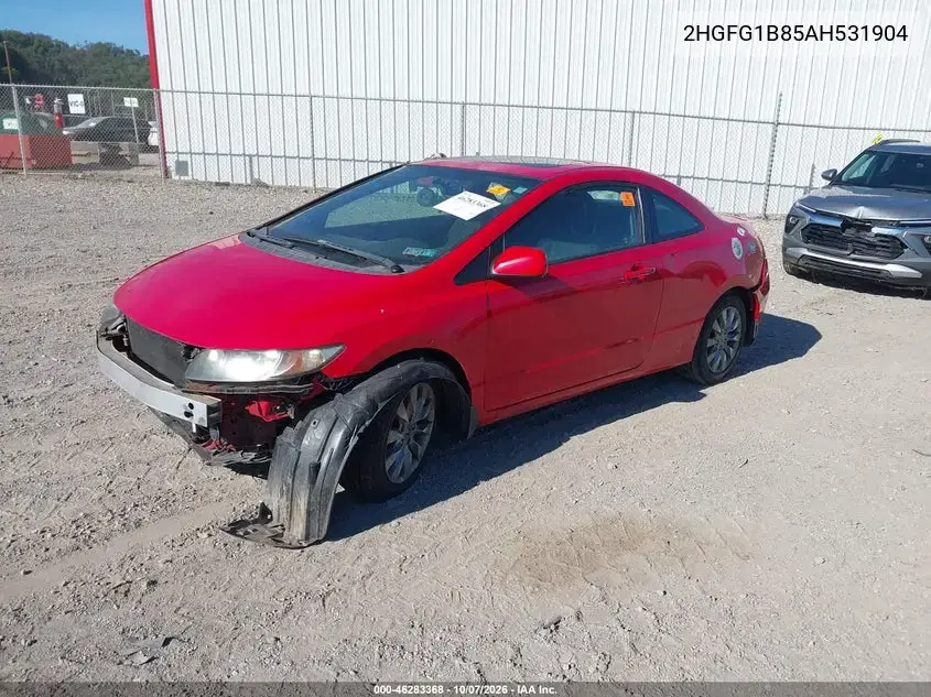 2010 Honda Civic Ex VIN 2HGFG1B85AH531904 фото 2