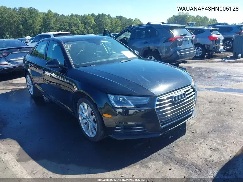 WAUANAF43HN005128 — 2017 Audi A4, задняя часть, фото до ремонта