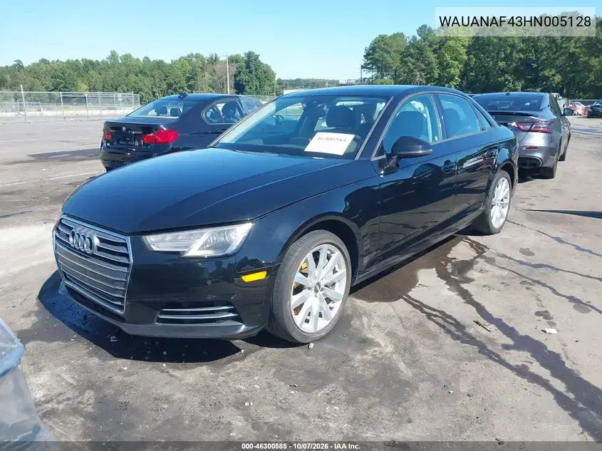 2017 Audi A4 2.0T Premium VIN WAUANAF43HN005128 фото 3