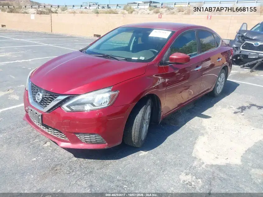2017 Nissan Sentra Sv VIN 3N1AB7AP7HL668155 фото 3