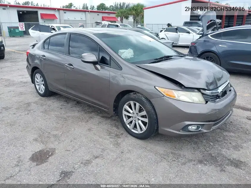 2012 Honda Civic Ex VIN 2HGFB2F82CH534986 фото 2