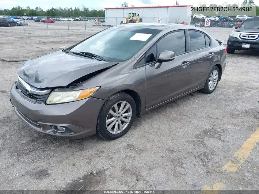 2012 Honda Civic Ex VIN 2HGFB2F82CH534986 фото 3