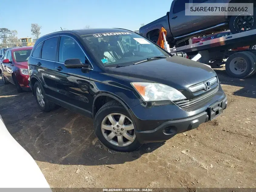 2008 Honda Cr-V Ex-L VIN 5J6RE48718L026662 фото 2