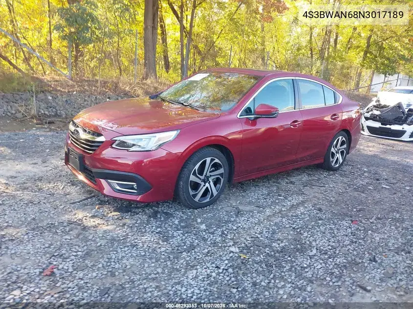 2022 Subaru Legacy Limited VIN 4S3BWAN68N3017189 фото 3