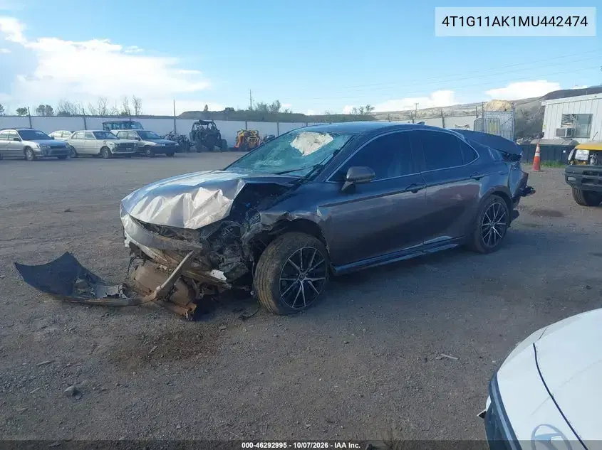 2021 Toyota Camry Se VIN 4T1G11AK1MU442474 фото 2
