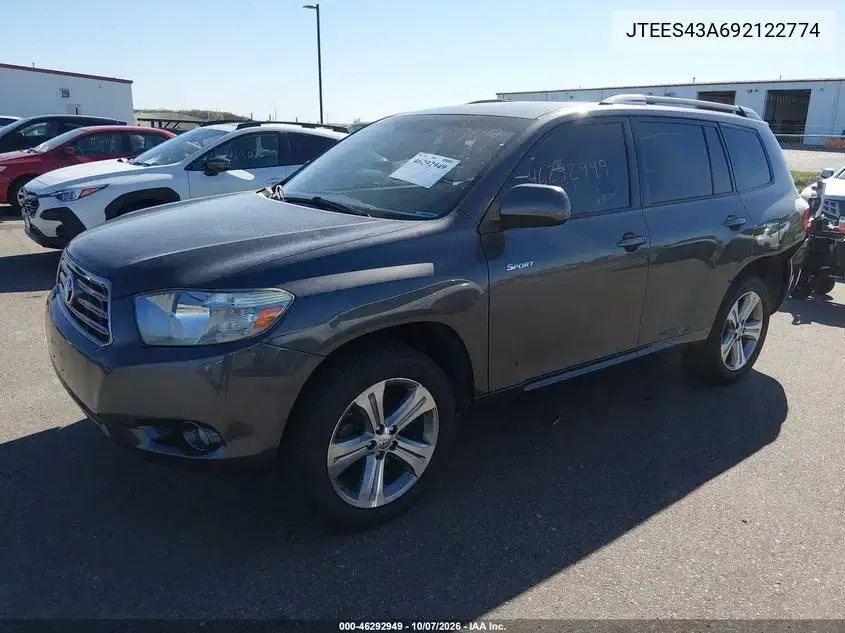 2009 Toyota Highlander Sport VIN JTEES43A692122774 фото 3