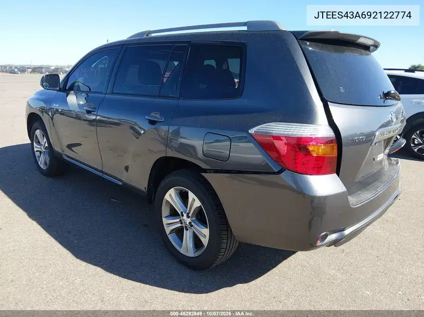 2009 Toyota Highlander Sport VIN JTEES43A692122774 фото 4