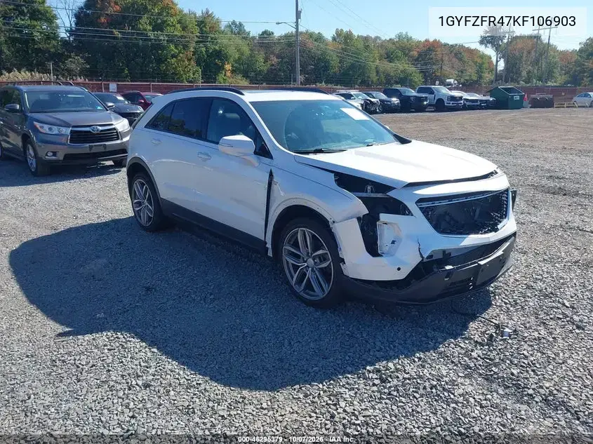 1GYFZFR47KF106903 — 2019 Cadillac XT4, передняя часть, фото до ремонта