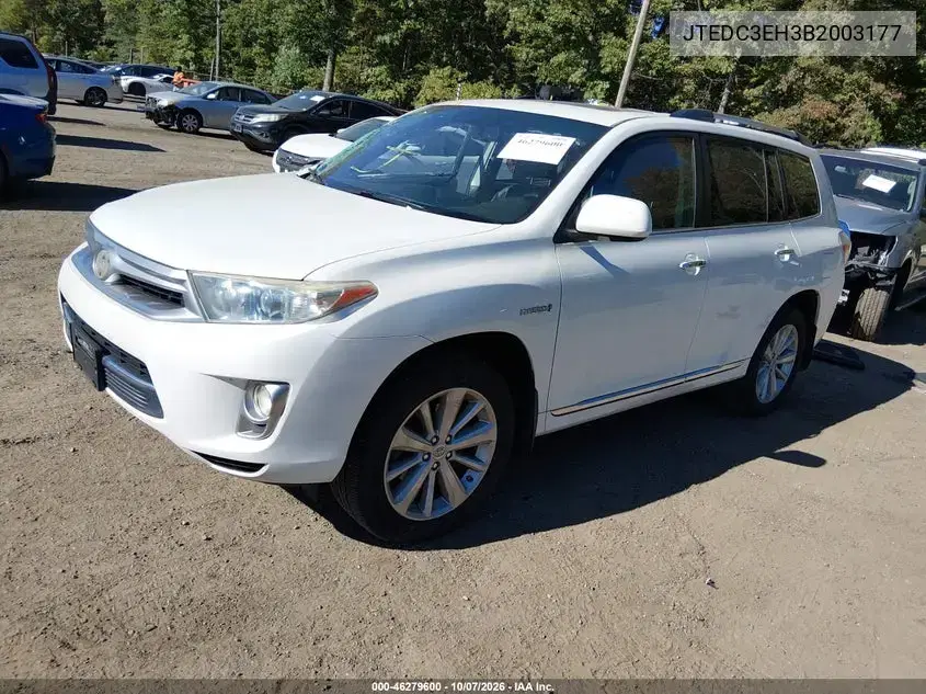 2011 Toyota Highlander Hybrid Limited V6 VIN JTEDC3EH3B2003177 фото 3