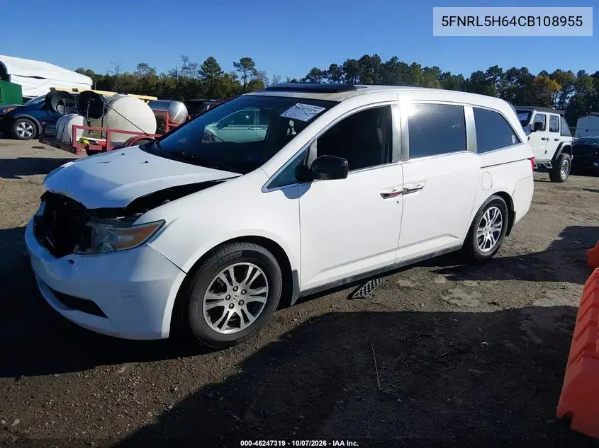 2012 Honda Odyssey Ex-L VIN 5FNRL5H64CB108955 фото 3