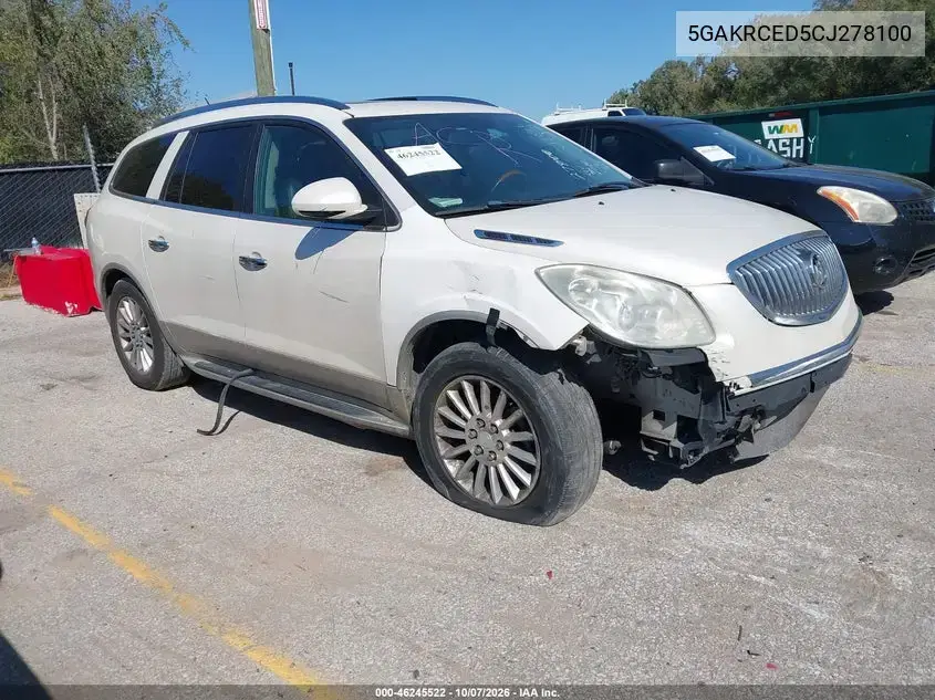 5GAKRCED5CJ278100 — 2012 Buick Enclave, Спереди / Сзади, фото до ремонта