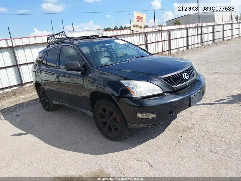 2T2GK31U89C077533 — 2009 Lexus RX, естественный износ, фото до ремонта