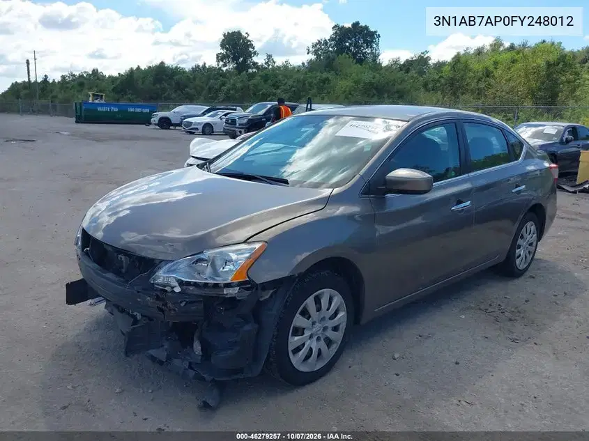 2015 Nissan Sentra Fe+ S/S/Sl/Sr/Sv VIN 3N1AB7AP0FY248012 фото 3
