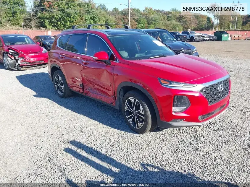 2020 Hyundai Santa Fe Sel 2.0T VIN 5NMS3CAAXLH298778 фото 2