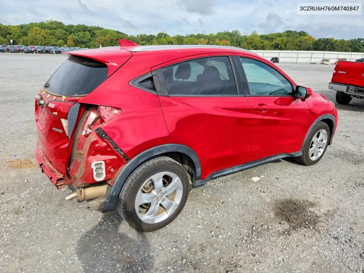 2016 Honda Hr-V Exl VIN 3CZRU6H76GM740847 фото 3