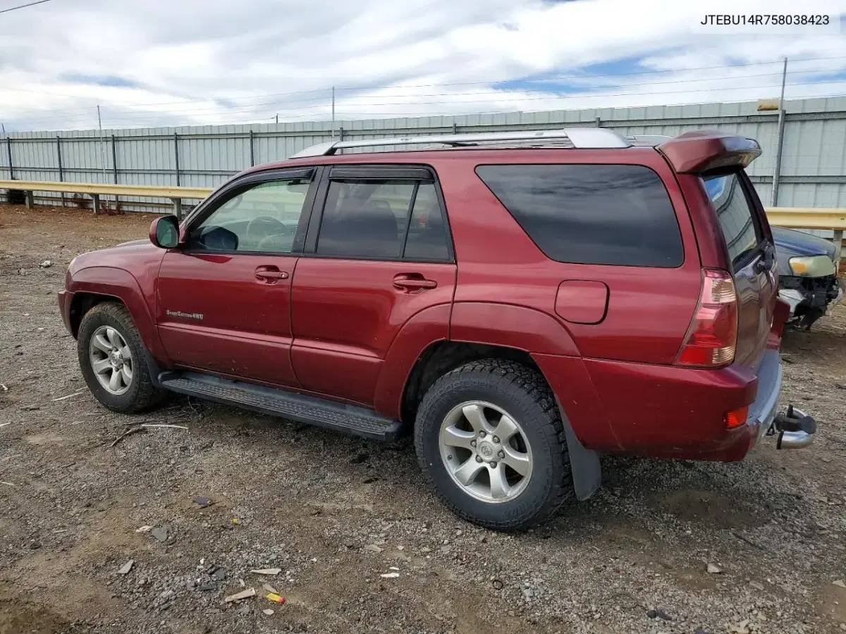 2005 Toyota 4Runner Sport Edition VIN JTEBU14R758038423 фото 2