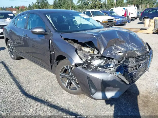 3N1AB8CV4SY352692 — 2025 Nissan Sentra SV, передняя часть, фото до ремонта